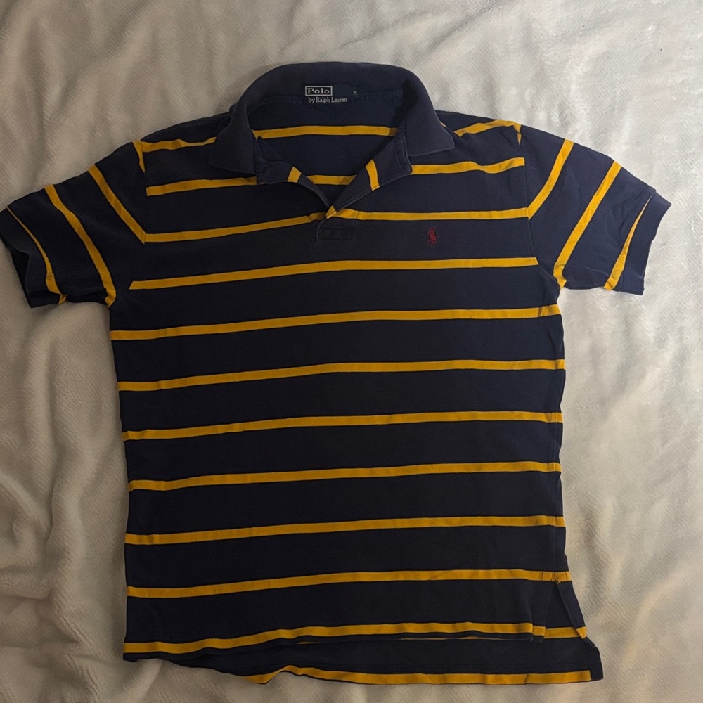 Ralph Lauren Dark Blue and Gold Striped Polo
